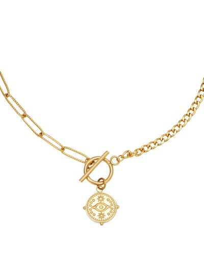 Goudkleurige ketting met ''Eyes on you'' bedeltje