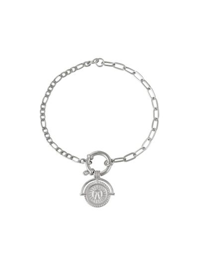 Zilverkleurige schakelarmband met bedeltje