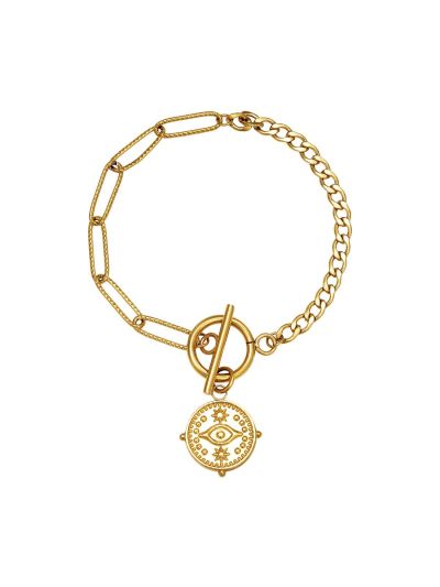 Goudkleurige armband met ''All eyes on you'' bedel