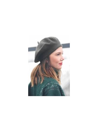 Donkergroene tricot baret