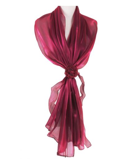 Ruby-roze organza stola met rozen corsage