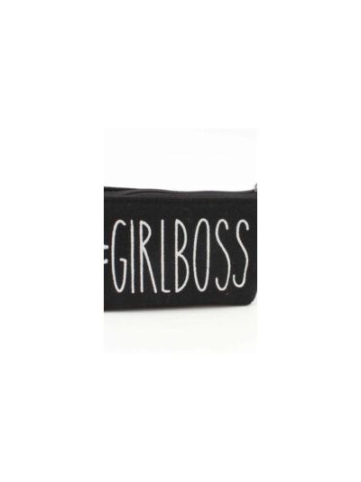 Zwarte katoenen #girlboss mini tasje
