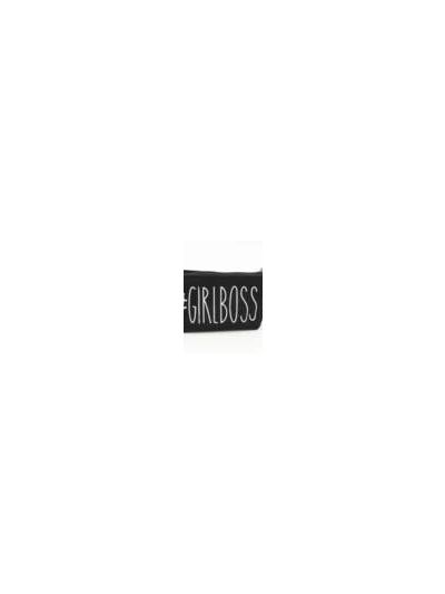 Zwarte katoenen #girlboss mini tasje