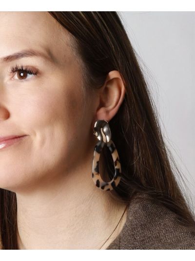 Noor oorbellen met beige en zwart