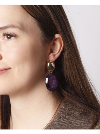 Oorbellen paarse sprakling steen