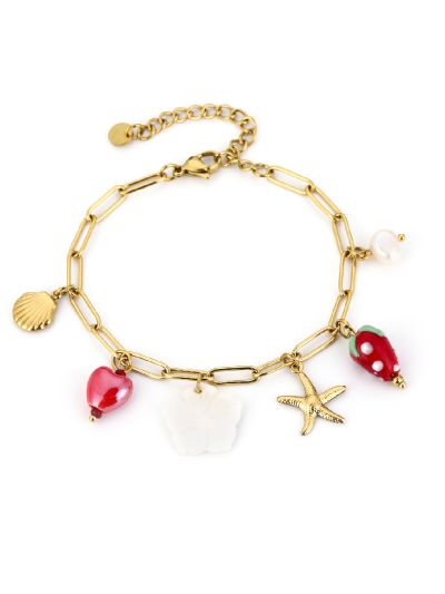 Goudkleurige schakelarmband met bedels