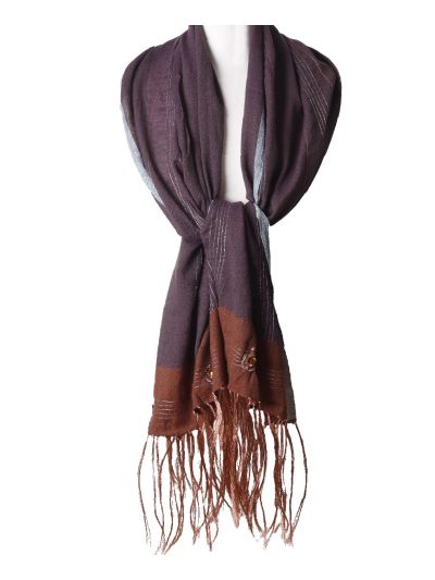 Aubergine wollen stola met pailletten en strass