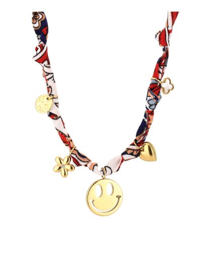 Bandana gevlochten ketting met smiley 