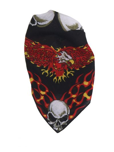 Bandana / boerenzakdoek met skulls en vlammen