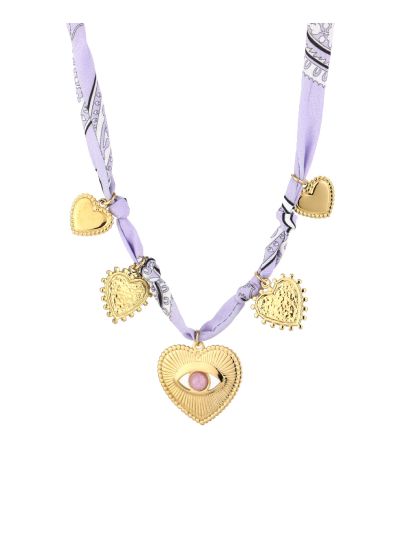 Bandana gevlochten ketting met hartjes