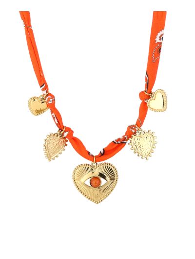 Bandana gevlochten ketting met hartjes