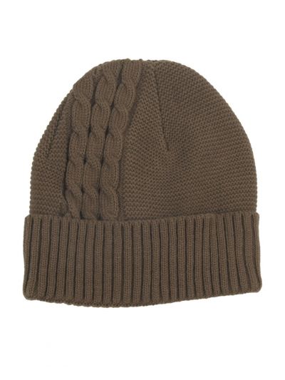 Fijngebreide muts in taupe