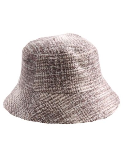 Gemêleerd bucket hoedje in bruin en ivoor