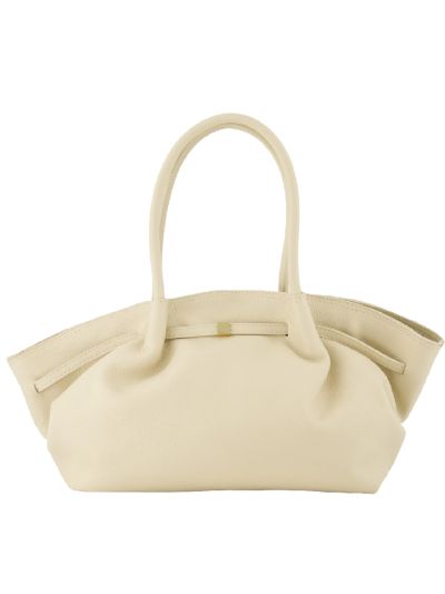Mila lederen schoudertas in beige