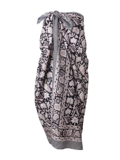 Zwarte sarong met bloemenprint