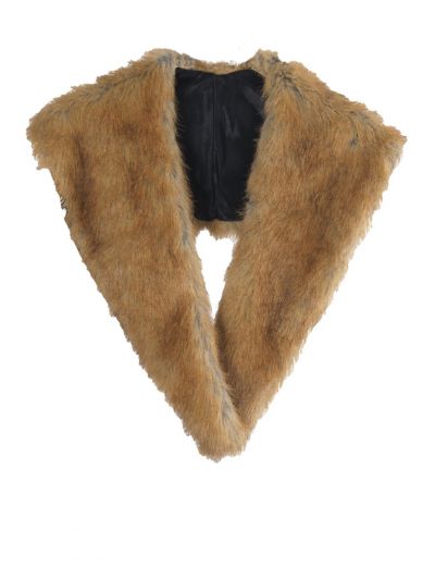 Beige gemêleerde  kunstbont kraag