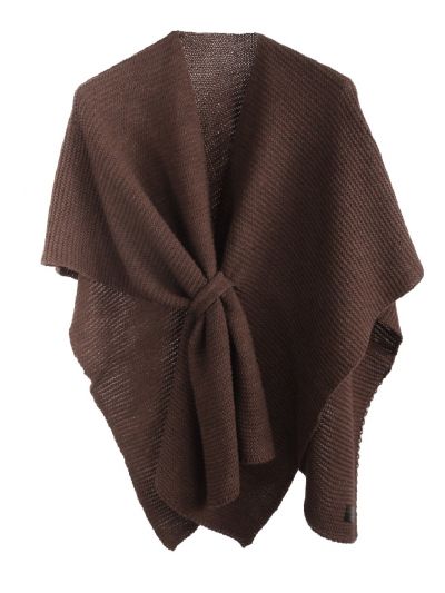 Alpaca-blend omslagdoek in bruin met lus