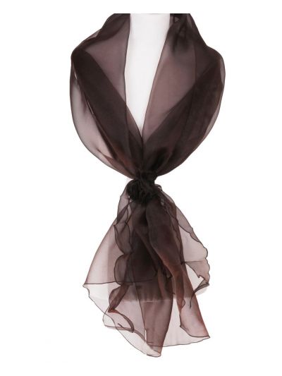 Donkerbruine organza stola met rozen corsage
