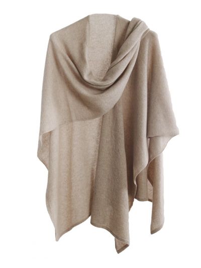 Lichtbeige omslagdoek van 100% kasjmier