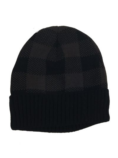 Muts met blokruiten in zwart-bruin