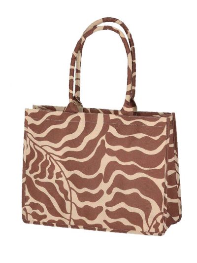 Strandtas in kastanjebruin en lichtbeige