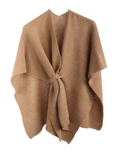 Alpaca-blend omslagdoek in camel met lus