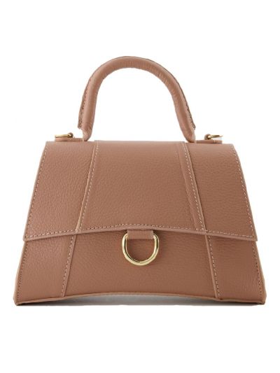Lederen handtas in camel