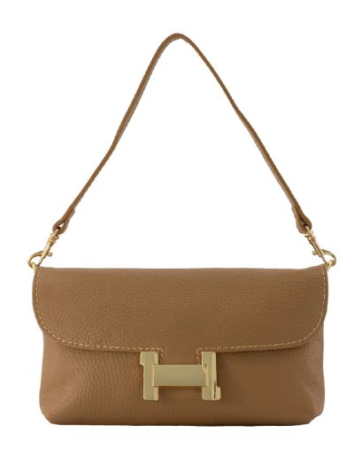 Helene lederen clutch in camel