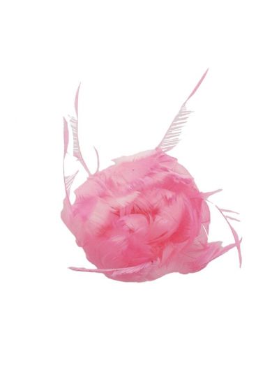 Candy pink veren bloemcorsage op speld