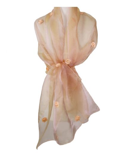 Champagne kleurige stola met roosjes