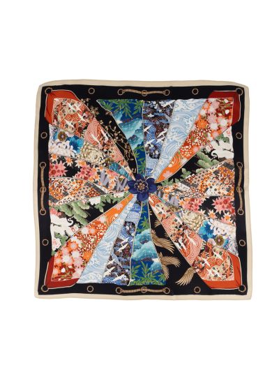 Kleurrijke vierkante zijden sjaal