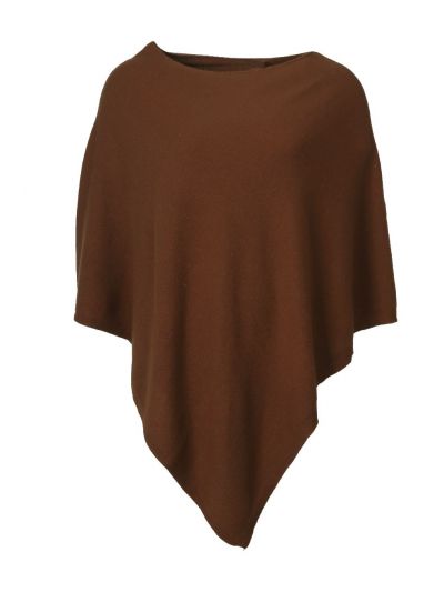 Poncho in kasjmier-blend in bruin