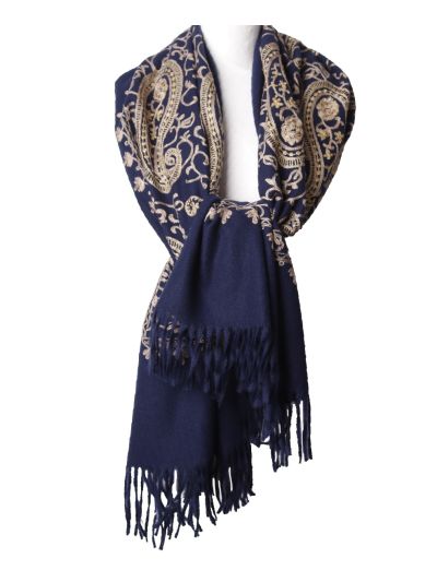 Zachte omslagdoek met geweven paisley dessin