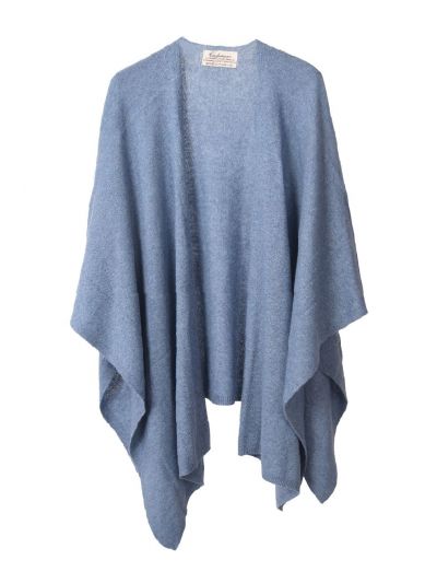 Kasjmier-blend omslagdoek in denimblauw