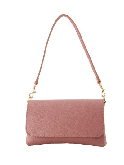 Donker-oudroze lederen clutch