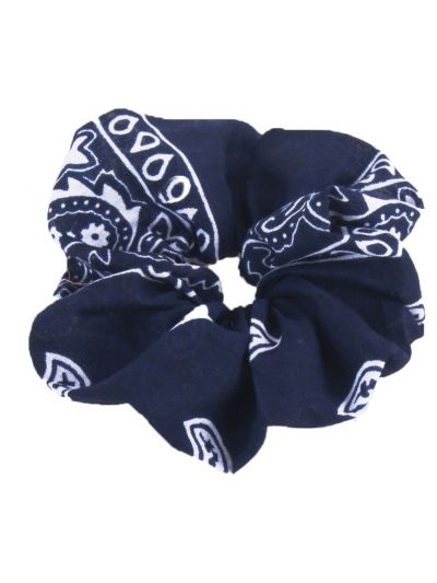 Donkerblauwe boerenzakdoek scrunchie