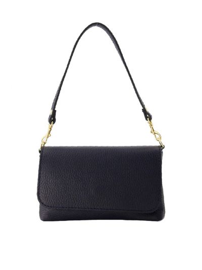 Donkerblauwe lederen clutch