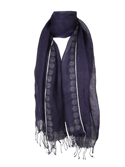 Donkerblauwe linnen sjaal 