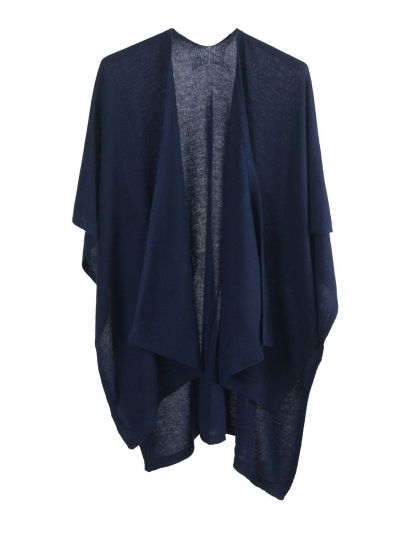 Kasjmier-blend omslagdoek in donkerblauw