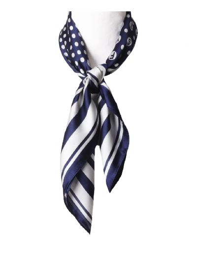 Donkerblauw vierkant sjaaltje met polkadot