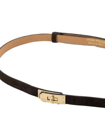 Luna suède riem in donkerbruin