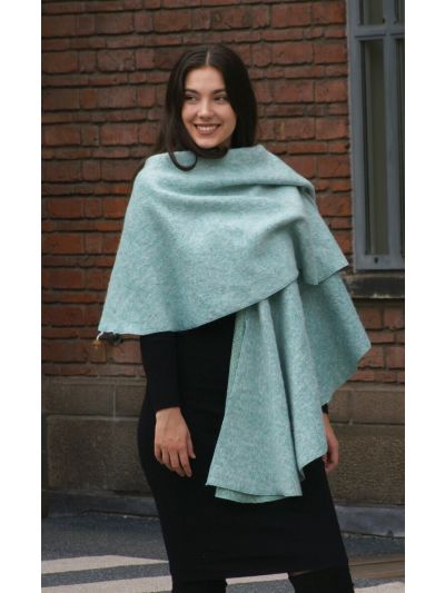 Mintgroene flausch wollen omslagdoek/cape