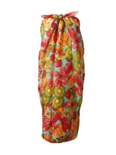 Elly mintgroene pareo met fruitprint