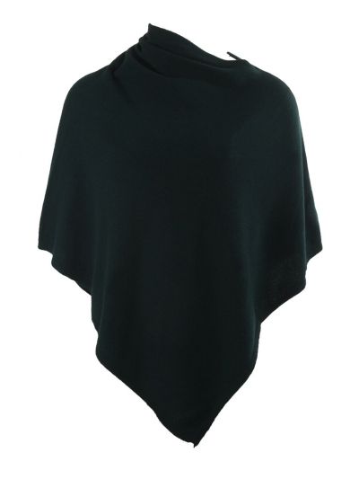 Kasjmier-blend poncho in donkergroen