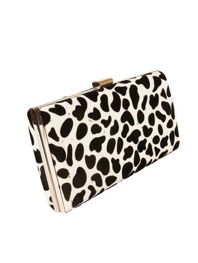 Fluwelen clutch in zwart en wit
