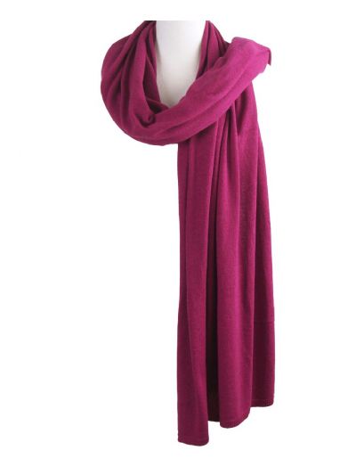 Kasjmier-blend sjaal/omslagdoek in fuchsia