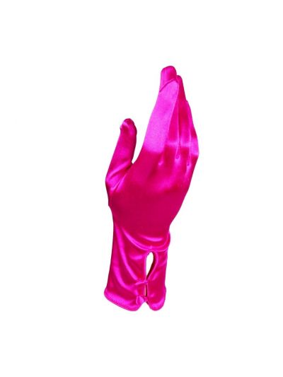 Fuchsia lycra satijnen  avondhandschoenen met beklede knoopjes