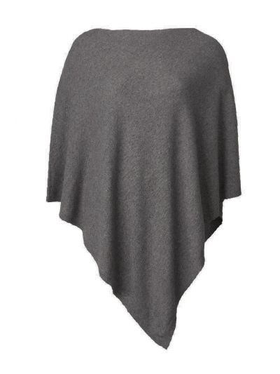Poncho in kasjmier-blend in grijs