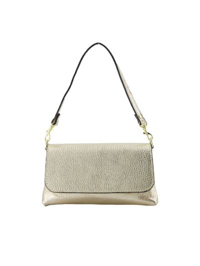 Metallic lederen clutch in goud