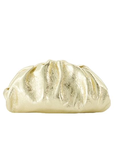 Metallic leren clutch in goud